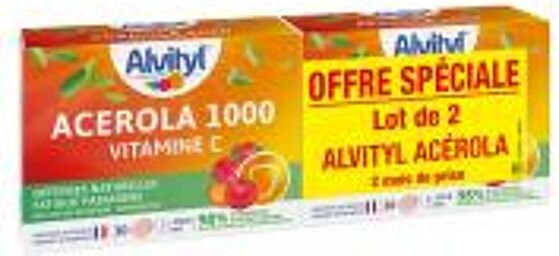 Acérola 1000 Vitamine C Comprimés Lot de 2 x 30 Unités à Croquer - Lot 2 x 30 comprimés