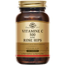 Vitamine C 500 avec Rose Hips - Défenses immunitaires - Antioxydant - 100 comprimés