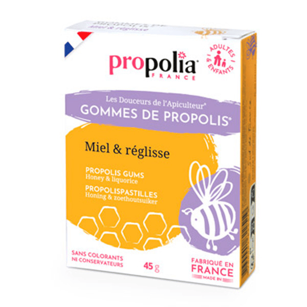 Les Douceurs de l'Apiculteur Gommes de Propolis Miel & Réglisse 45 unités