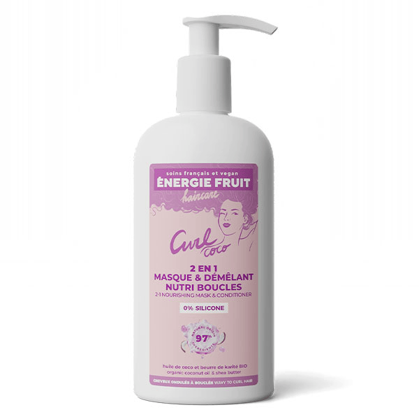 Energie Fruit 2 en 1 Cheveux Bouclés et Frisés Masque Coco & Beurre de Karité Bio 250ml 