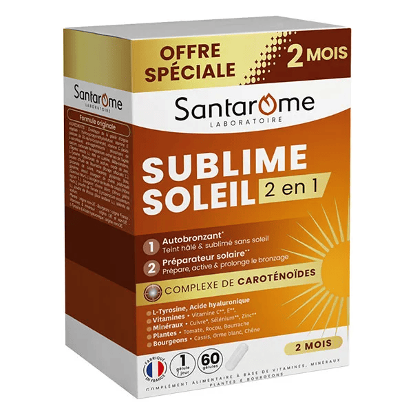 Santarome - Autobronzant & Préparateur solaire - Offre 2 Mois - 60 gélules