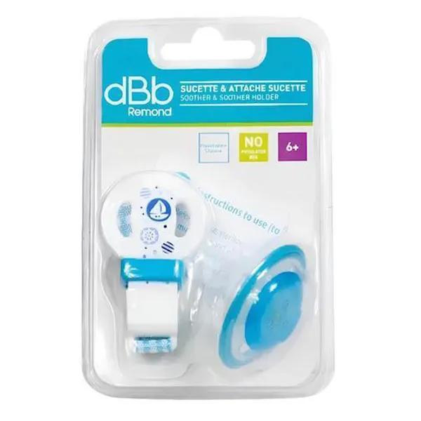 Sucette Physiologique Silicone 2ème âge + Attache Sucette Coloris Bleu