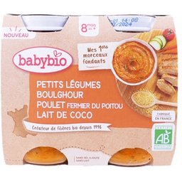 Petit Legumes Boulghour Poulet Coco 8M+ Bio 2x200g