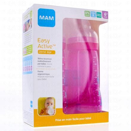 Easy Active - Biberon 2ème âge 330ml rose x2