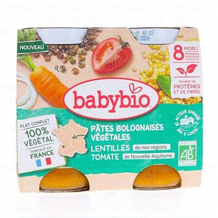 Végétal - Pâtes Bolognaises Végétales Lentilles Tomate +8Mois Bio 2x200 g