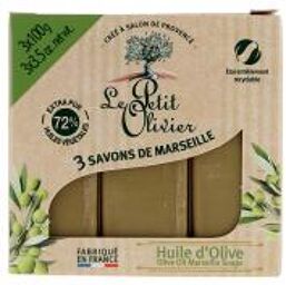 Savon de Marseille Huile d'Olive 3 x 100 Grammes - Boîte 3 pains de 100 g