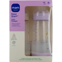 Easy Start Nature Biberon Anti‑Colique Débit 3 Lilas Sable 2x320ml