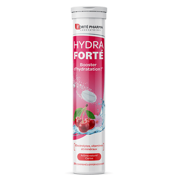 HydraForté Hydratation Cerise Electrolytes Vitamines Minéraux 24 comprimés