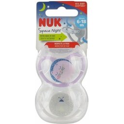 Silicone Sucettes Space Nuit 6-18M Fille 2uts