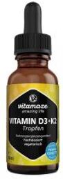 Vitamine D3 1000 Ui + K2 Gouttes à Haute Dose Végétarien 1700 Gouttes - Flacon compte goutte 50 ml