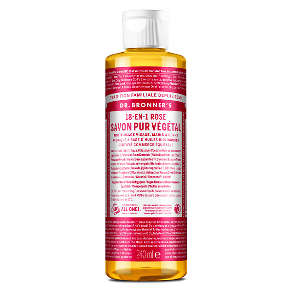 Dr Bronner's Savon Pur Végétal Rose '18 en 1' 240ml