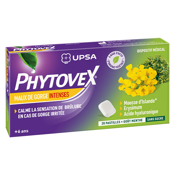 Phytovex Maux de Gorge Intenses sans Sucre 20 pastilles