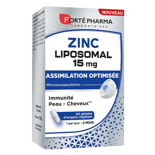 Zinc Liposomal 15 mg Immunité Peau Cheveux 60 gélules végétales