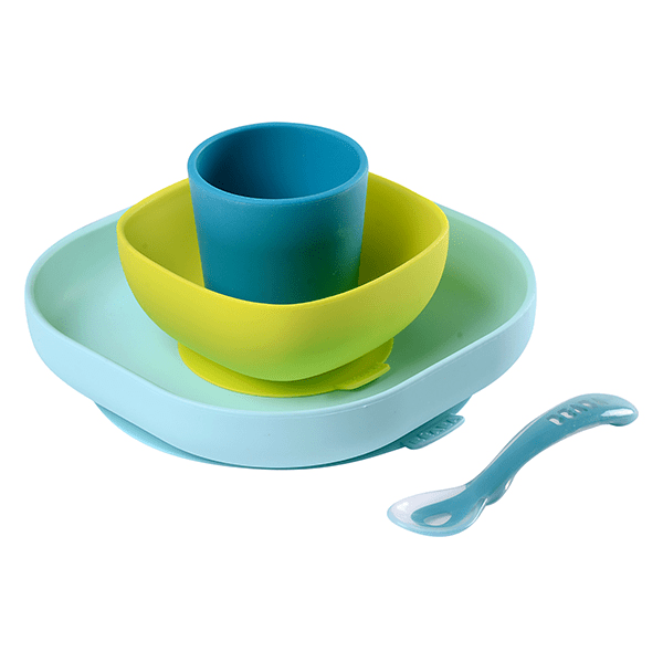 Coffret Repas Silicone 4 pièces Bleu