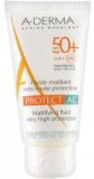 Protect Ac - Fluide Solaire Très Haute Protection Spf50+ Matifiant - Peaux à Tendance Acnéique 40 ml - Tube 40 ml