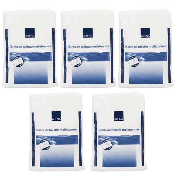 Gants de Toilette Jetables 15 x 23cm Lot de 5 x 50 unités