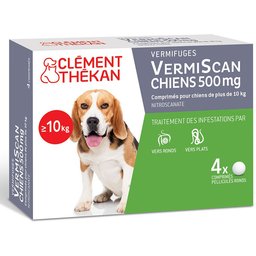 Clement Thekan Vermifuges Vers Plats Et Ronds Chien 10kg et + 4 Comprimés