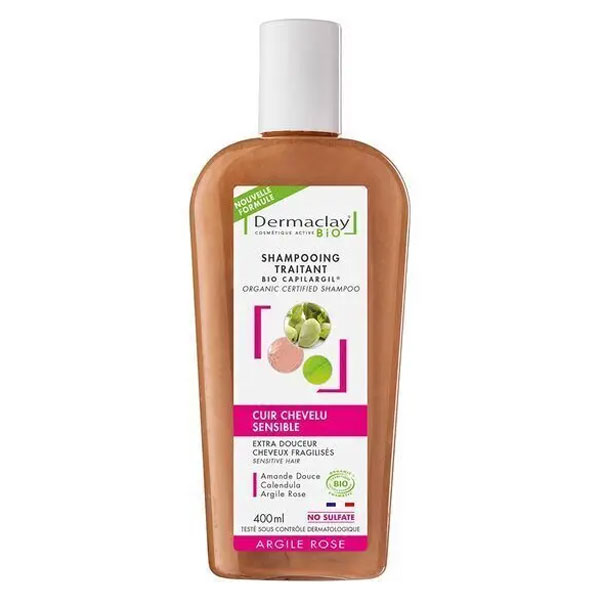 Shampoing Traitant Bio Cuir Chevelu Sensible Argile Rose 400ml