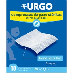 Compresses Stériles 7,5cm x 7,5cm 2x10uts