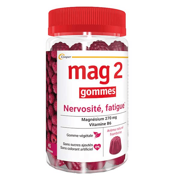 Gommes Framboise Magnésium Vitamine B6 Fatigue Nervosité 45 gommes