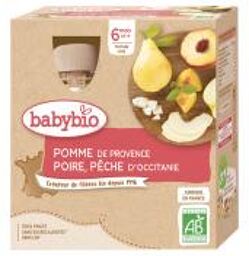 Pomme de Nouvelle-Aquitaine Poire de Provence Pêche d'Occitanie - Boîte 4 gourdes de 90 g