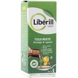 Liberill, Sirop toux mixte 120ml, aux ingrédients d'origine naturelle, sans alcool, sans colorant de synthèse