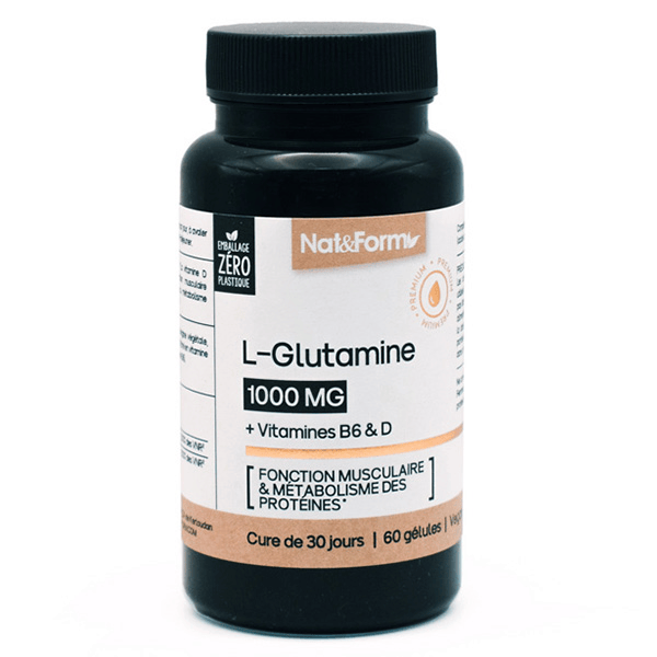 L-Glutamine + Vitamines B6 & D fonction musculaire métabolisme des protéines 60 gélules