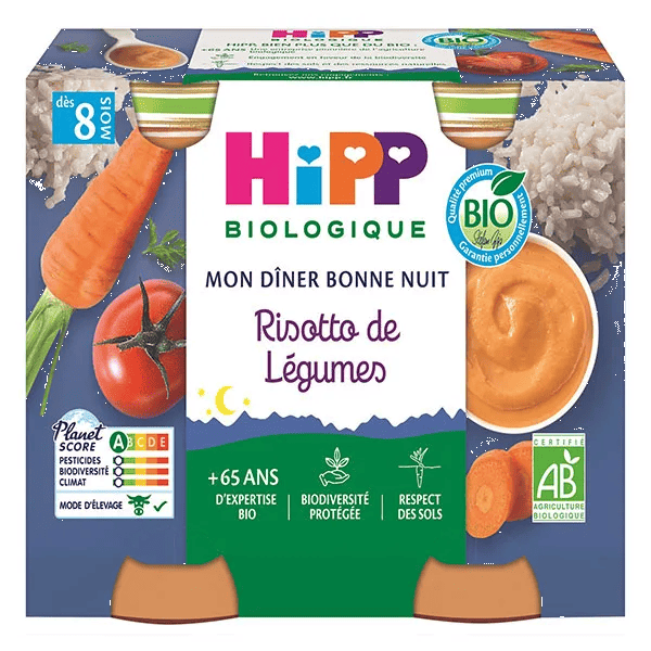 Bio Mon Dîner Bonne Nuit Bol Risotto de Légumes +8m 2 x 190g
