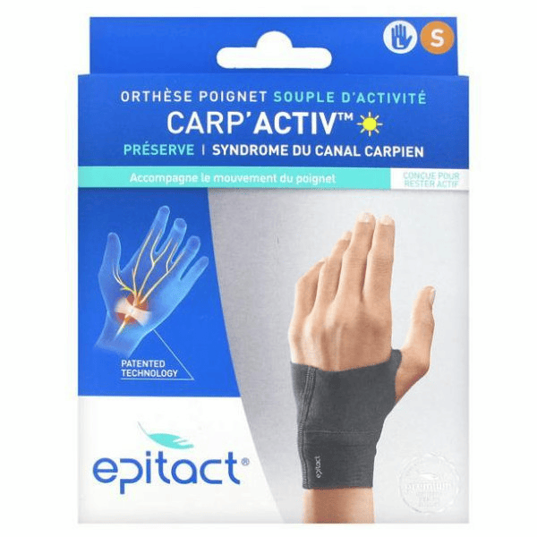 Carp'Activ Orthèse Poignet Souple d'Activité Préserve Syndrome du Canal Carpien Gauche Taille S 1 unité