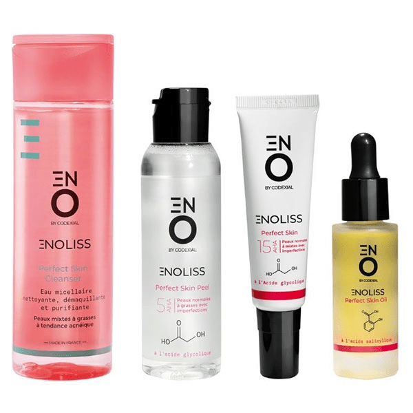 Enoliss Cleanser + Perfect Skin Peel 5 AHA + Perfect Skin 15 AHA + Perfect Skin Oil Routine Anti-Imperfections