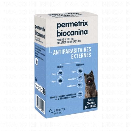 Antiparasitaire externe - Permetrix petits chiens x3 pipettes de 1ml