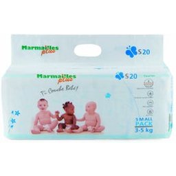 PLUS Couches bébé taille S 3-5kg 20 couches
