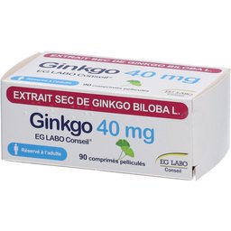 Ginkgo EG Labo Conseil 40 mg pour troubles cognitifs, mémoire et démence - Boîte 90 comprimés