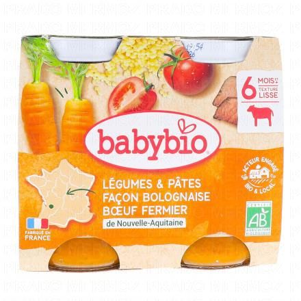 Repas du Midi - Petits pots Légumes & Pâtes façon bolognaise 2x200g dès 6 mois