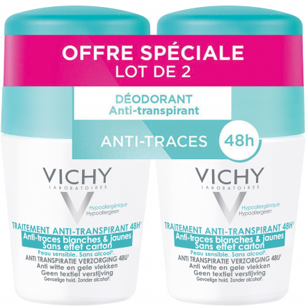 Déodorant traitement anti-transpirant 48h anti-traces blanches & jaunes lot de 2 roll'ons x 50ml