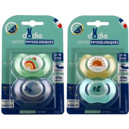 Sucette Physiologique Jour et Nuit Bébé 0-6M P30 2uts