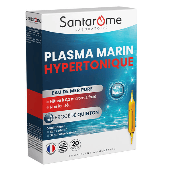 Santarome - Plasma marin Hypertonique procédé Quinton - Vitalité - 20 ampoules