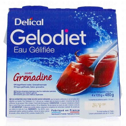 Gelodiet - Eau gélifiée grenadine 4x120g