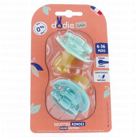 Gaïa - Sucettes duo ronde 6-36 mois vert / vert pastel
