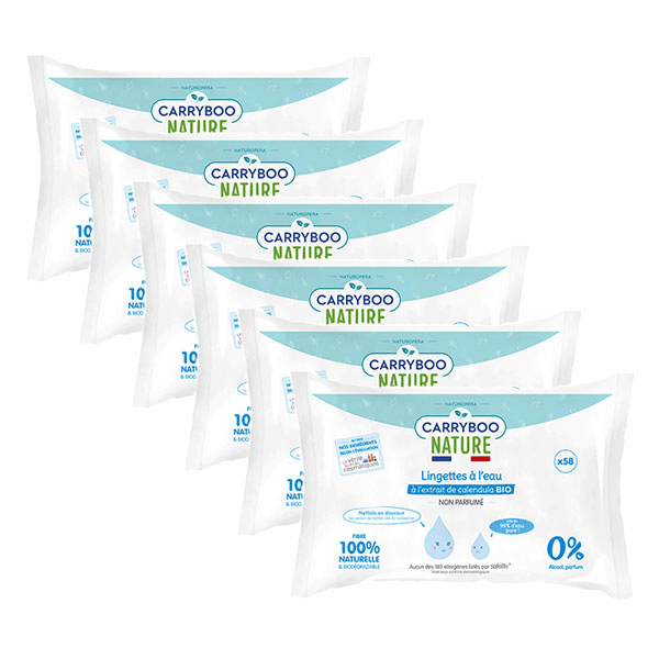 Soins Lingette à l'Eau Pure Calendula Bio 58 unités - Lot de 6