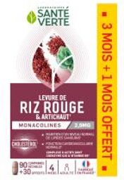 Santé Verte Levure Riz Rouge et Artichaut 120 Comprimés Sécables - Boîte 120 comprimés