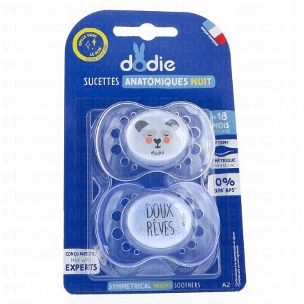 Duo sucettes +18 mois nuit anatomiques silicone REF A2