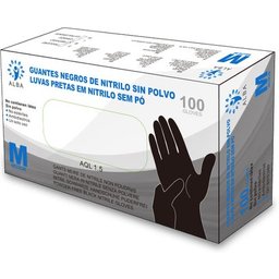 Gants Noirs De Nitrile Non Poudrés Taille M 100 Unités