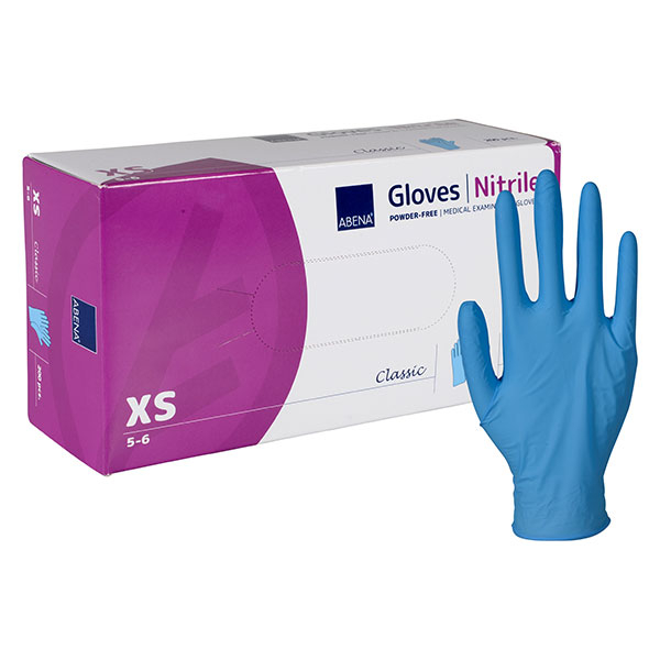 ABENA - Gants d'examen en nitrile bleu, non poudrés, taille XS, par 100 pièces