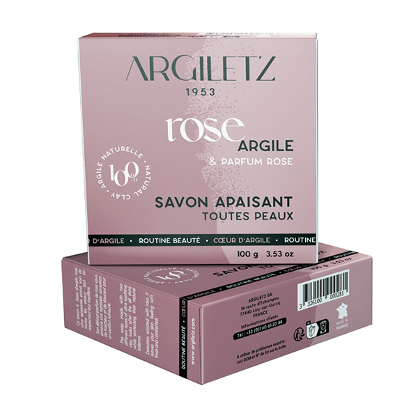 Savon Naturel Apaisant Argile Rose Parfum Rose 100g