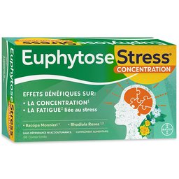 EuphytoseStress® Concentration -Stress ,difficulté de concentration - Bacopa Monnieri et Rhodiola Rosea