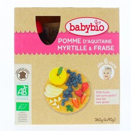 Pomme Bleuets Myrtilles Fraise Bio 4x90 g