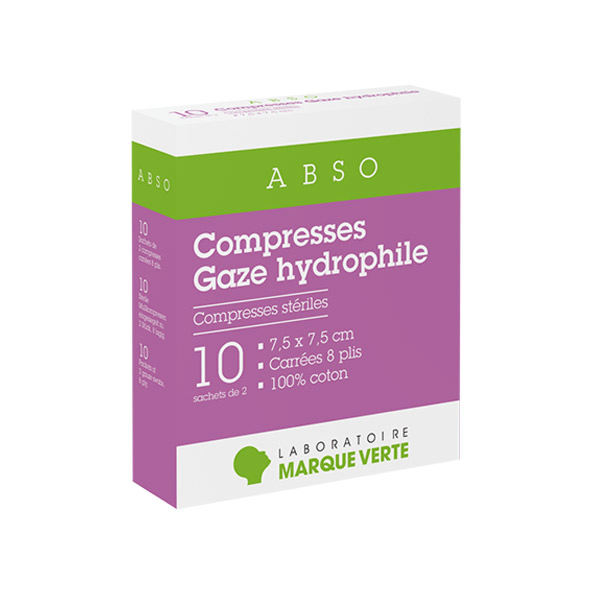 Compresses Stériles Gaze Hydrophile 7,5cm x 7,5cm 10 x 2 compresses