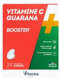 Vitamine C + Guarana Booster 24 comprimés à croquer - Boîte 2 tubes de 12 comprimés
