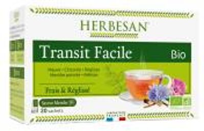 Infusion Chicorée Transit Facile Bio Rhubarbe Chicorée Réglisse Menthe Poivrée - 20 Sachets - Boîte 20 sachets
